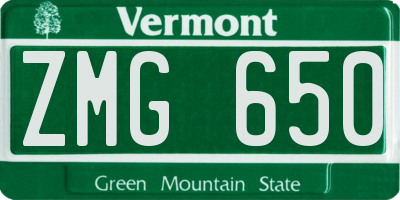 VT license plate ZMG650