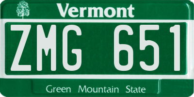 VT license plate ZMG651