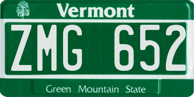 VT license plate ZMG652