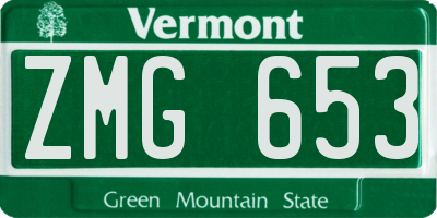 VT license plate ZMG653