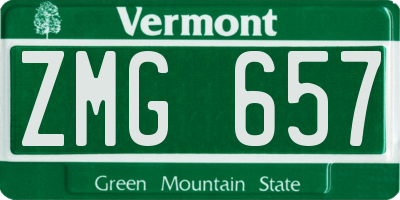 VT license plate ZMG657