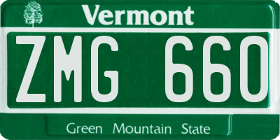 VT license plate ZMG660