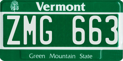 VT license plate ZMG663