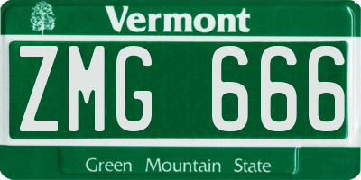 VT license plate ZMG666