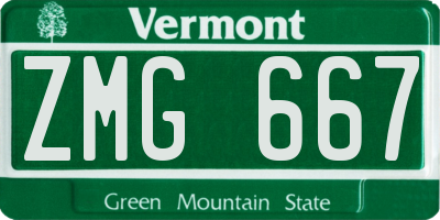 VT license plate ZMG667