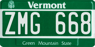 VT license plate ZMG668