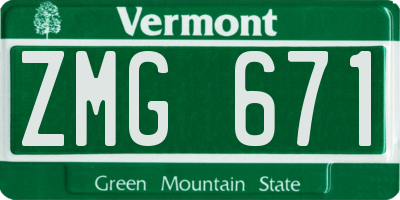 VT license plate ZMG671