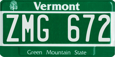 VT license plate ZMG672