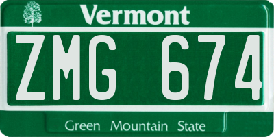 VT license plate ZMG674