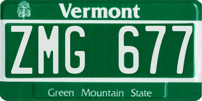 VT license plate ZMG677