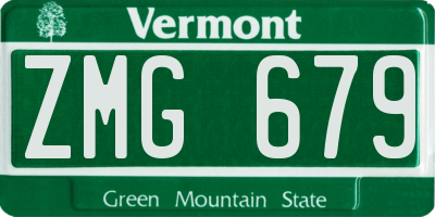 VT license plate ZMG679