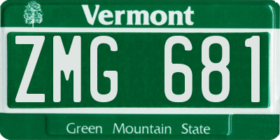 VT license plate ZMG681