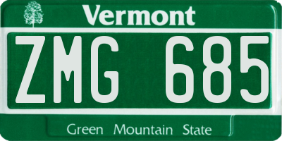 VT license plate ZMG685
