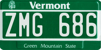VT license plate ZMG686