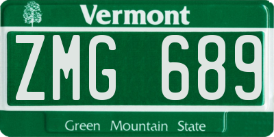 VT license plate ZMG689
