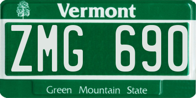 VT license plate ZMG690