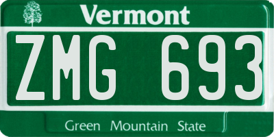 VT license plate ZMG693