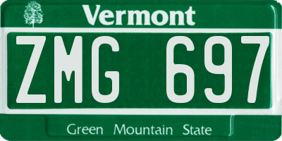 VT license plate ZMG697