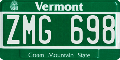 VT license plate ZMG698