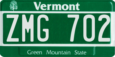 VT license plate ZMG702