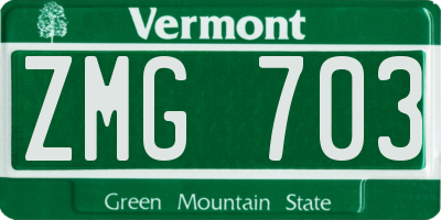 VT license plate ZMG703