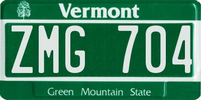 VT license plate ZMG704