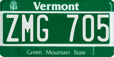 VT license plate ZMG705