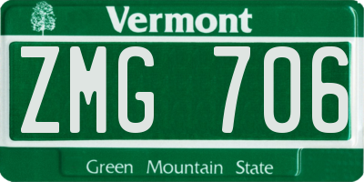 VT license plate ZMG706