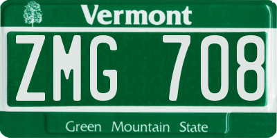 VT license plate ZMG708
