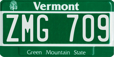 VT license plate ZMG709
