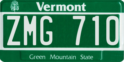 VT license plate ZMG710
