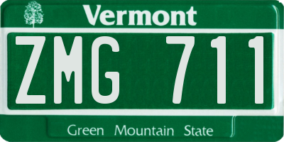 VT license plate ZMG711