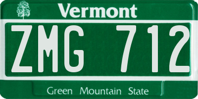 VT license plate ZMG712