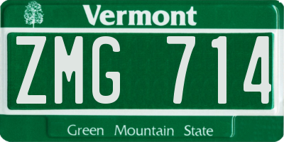 VT license plate ZMG714