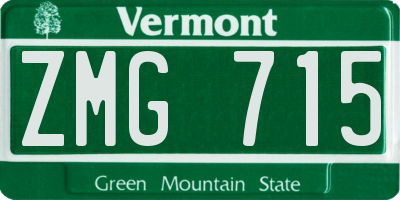 VT license plate ZMG715