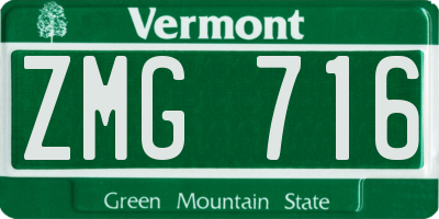 VT license plate ZMG716