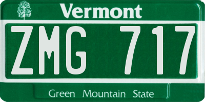 VT license plate ZMG717