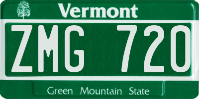 VT license plate ZMG720
