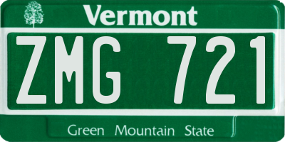 VT license plate ZMG721