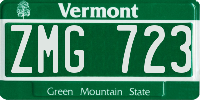 VT license plate ZMG723
