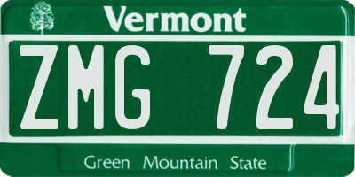 VT license plate ZMG724
