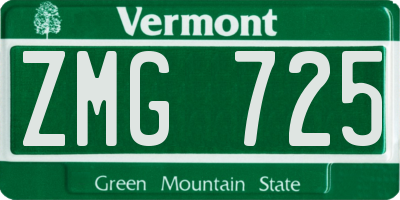 VT license plate ZMG725