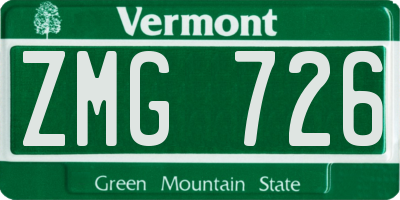 VT license plate ZMG726