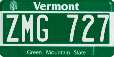 VT license plate ZMG727