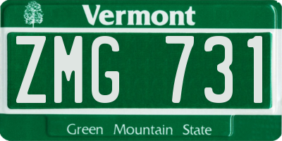 VT license plate ZMG731
