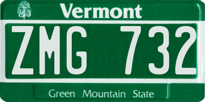 VT license plate ZMG732