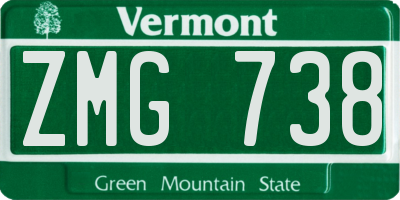 VT license plate ZMG738
