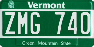 VT license plate ZMG740