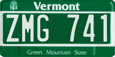 VT license plate ZMG741