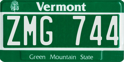 VT license plate ZMG744